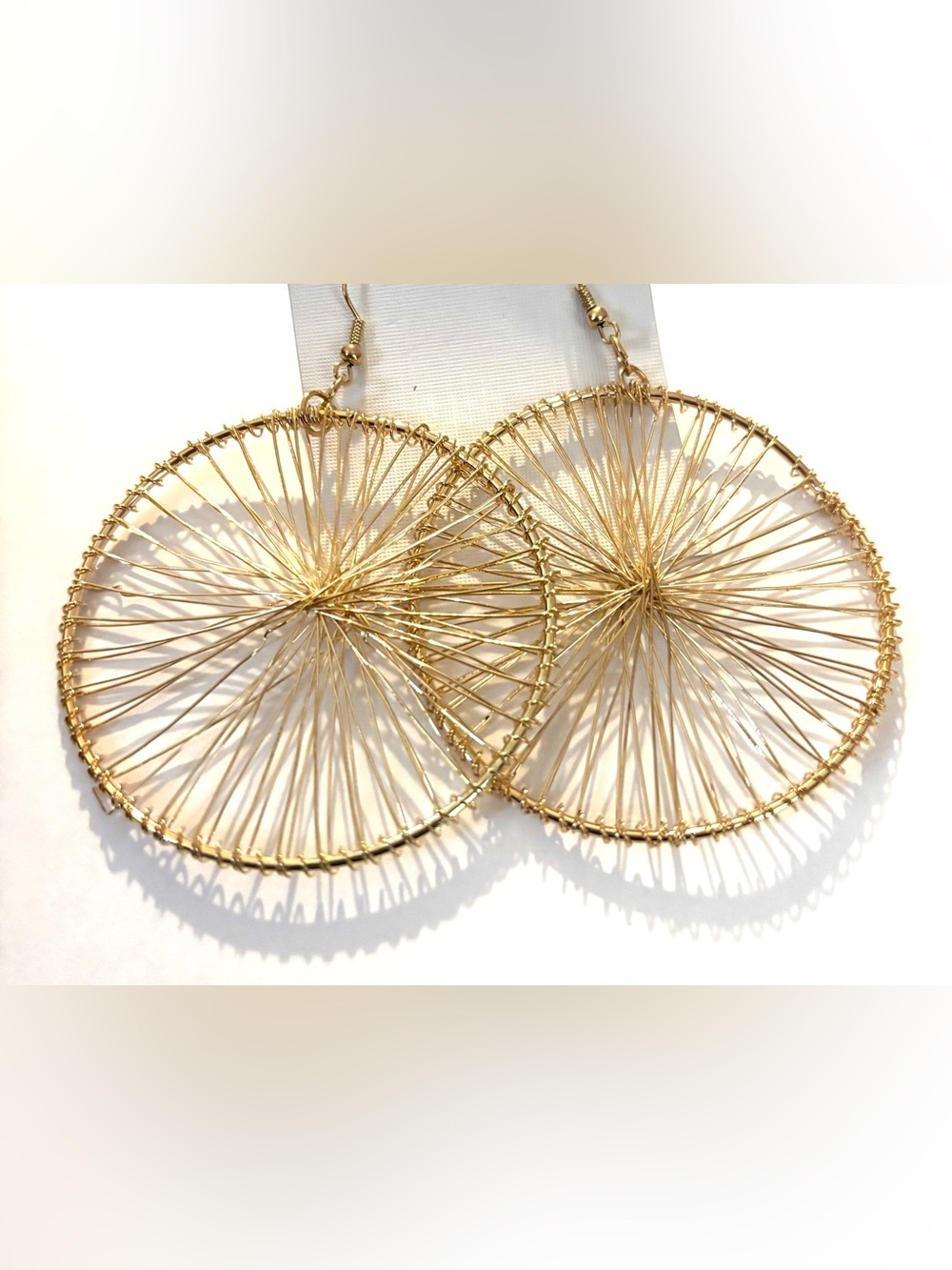 Fashion Jewelry Gold Wire-Spoke Hoop Earrings